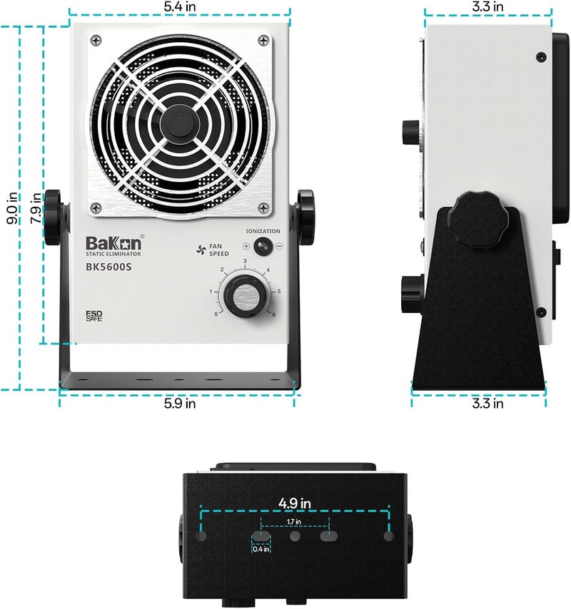 BAKON BK5600S Anti-Static Ion Fan, Ion Electric Fan, Static Eliminator, Electronic Manufacturing Maintenance, Scientific Research Laboratory, Chip Packaging To Eliminate Static Electricity (2024-BK5600S) - Image 3